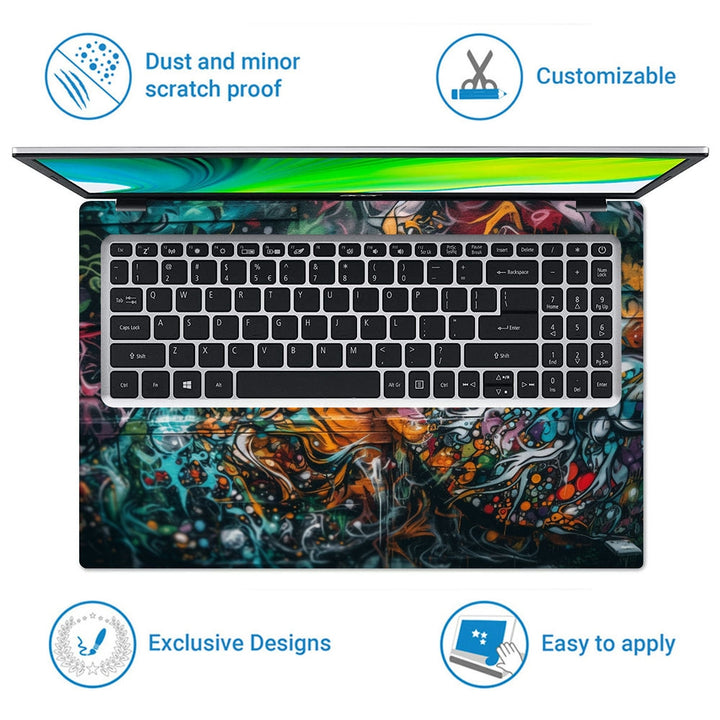 Laptop Skin - Vibrant Colors Painted Chaotic Back