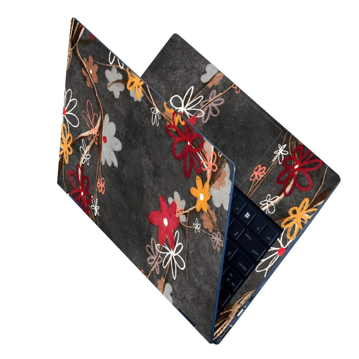 Laptop Skin - Floral on Black Back