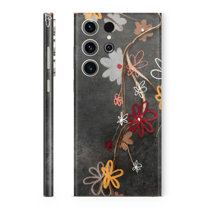 Mobile Skin Wrap - Black Floral Stone Art