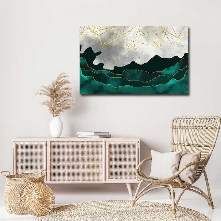 32x20 Canvas Painting - Lightning Sky Green Sea