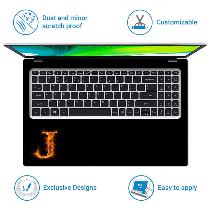 Laptop Skin - J Letter Fire