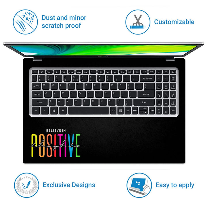 Laptop Skin - Believe in Positive on Black