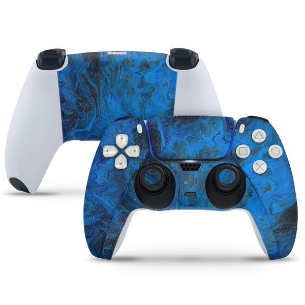 PS5 Controller Skin - Blue Smoke on Black