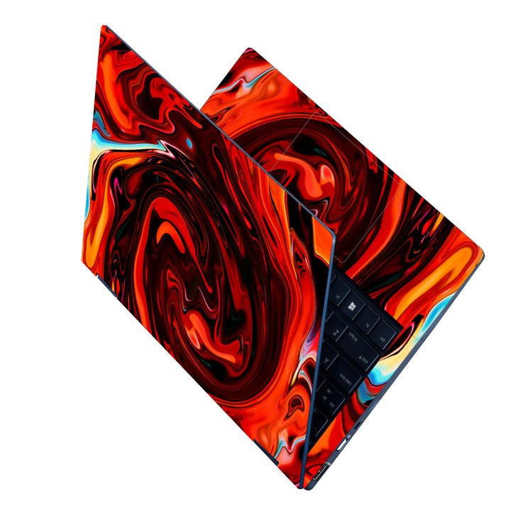 Laptop Skin - Red Swirl Float Abstract