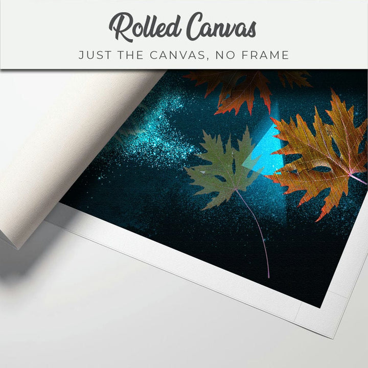 32x20 Canvas Painting - Blue Leaf Art