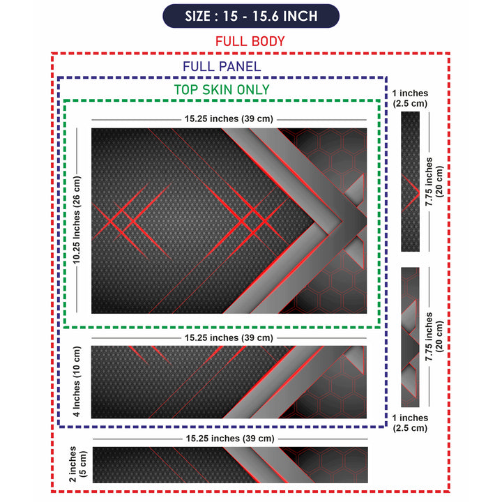 Laptop Skin - Red Line Hexagon