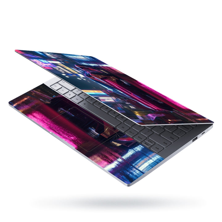 Laptop Skin - Sports Supercar in Night the City