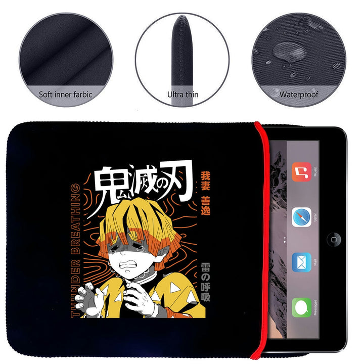 Printed Neoprene Reversible Laptop & Tablet Sleeve - Anime Demon Slayer Kimetsu No Yaiba DS02