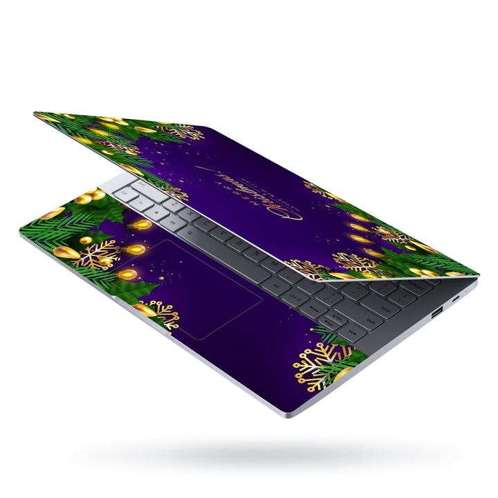 Laptop Skin - Christmas Background With Pine Leaves Blue