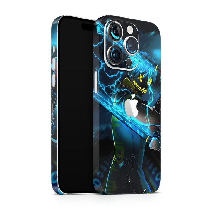 Mobile Skin Wrap - Anime Ninja Fortnite Blue Neon Design