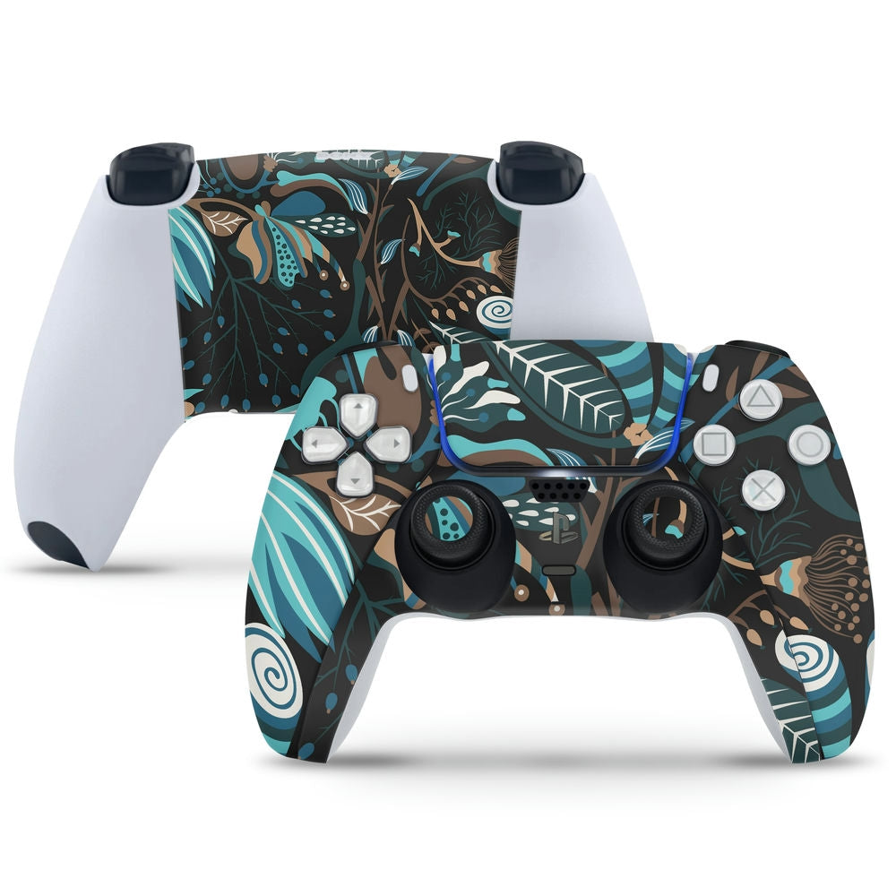 PlayStation 5 Controller Skin - Cyan Green Shaded Butterfly Floral on ...