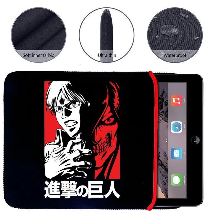 Printed Neoprene Reversible Laptop & Tablet Sleeve - Anime Attack on Titan DS12