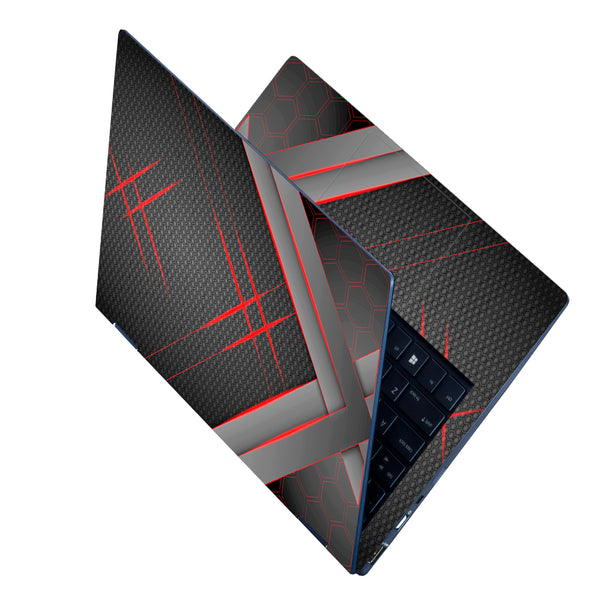 Laptop Skin - Red Line Hexagon