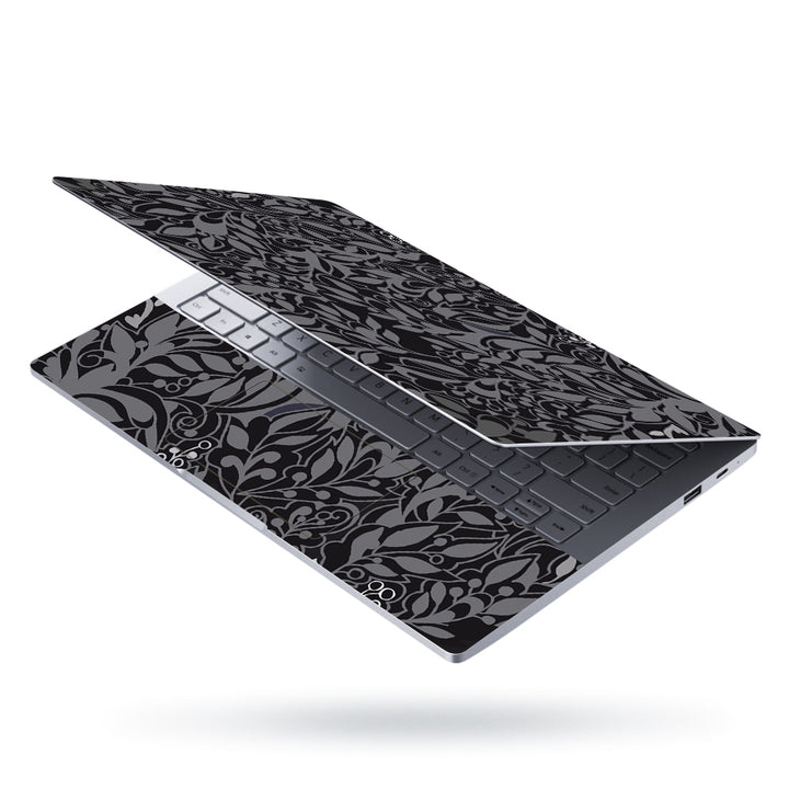 Laptop Skin - Grey Leaves on Black