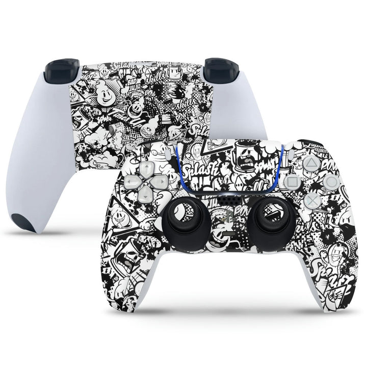 PS5 Controller Skin - Splash Black _ White Graffiti