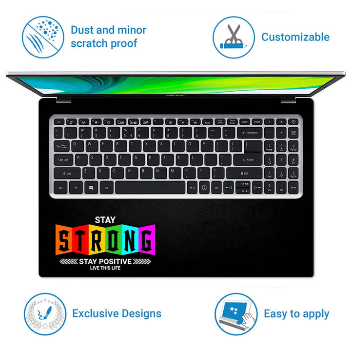 Laptop Skin - Stay Strong Stay Positive Black