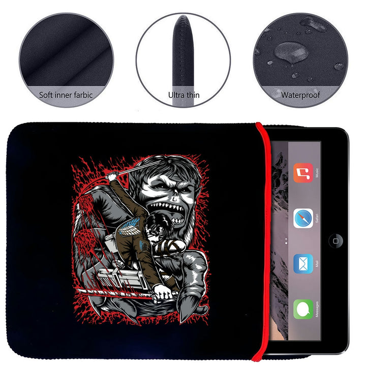 Printed Neoprene Reversible Laptop & Tablet Sleeve - Anime Attack on Titan DS03