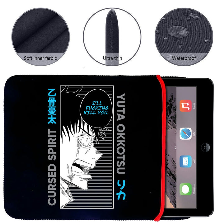 Printed Neoprene Reversible Laptop & Tablet Sleeve - Anime Yuta