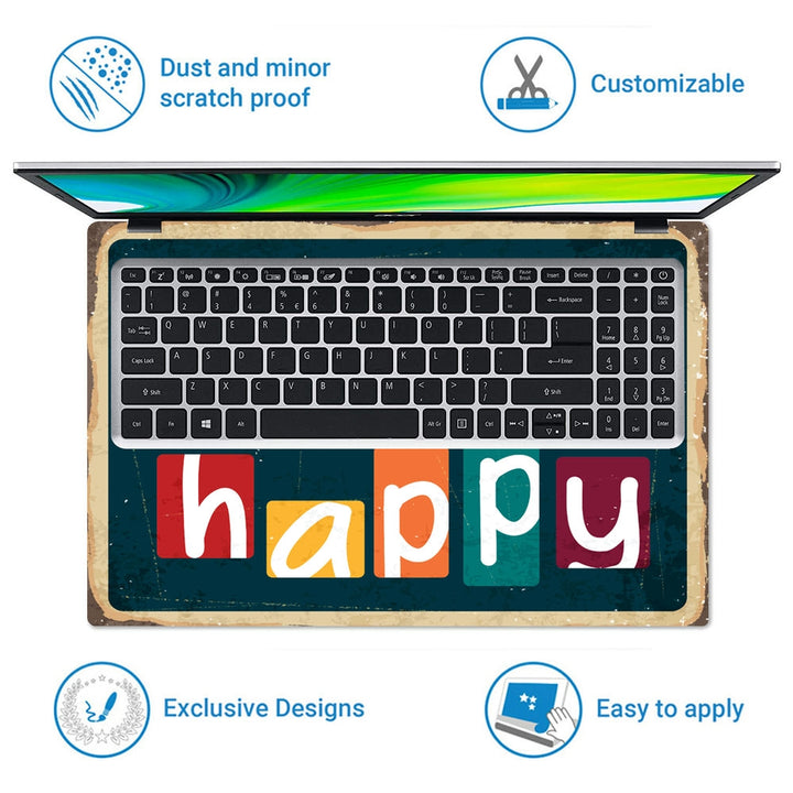 Laptop Skin - Retro Metal Sign About Happiness