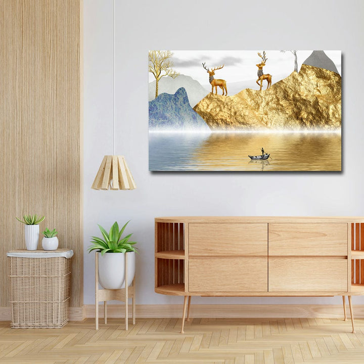 32x20 Canvas Painting - Golden Mountains Shadow