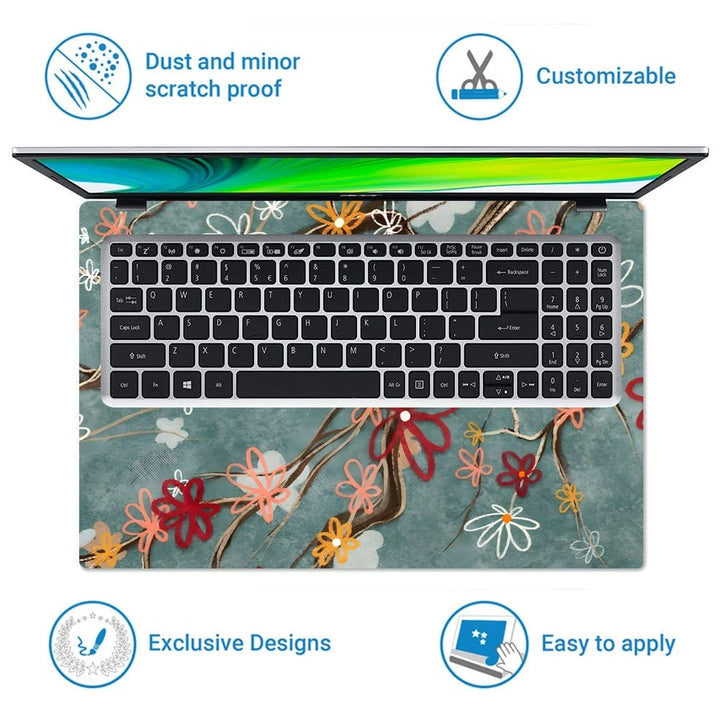 Laptop Skin - Floral on Green Back