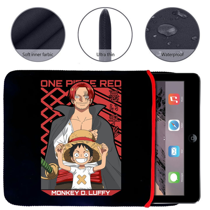 Printed Neoprene Reversible Laptop & Tablet Sleeve - Anime Onepiece Red