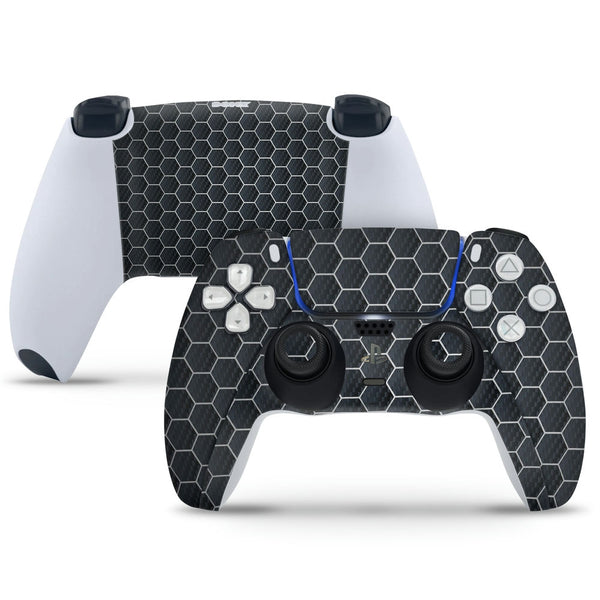 PS5 Controller Skin - Silver Honeycomb on Black