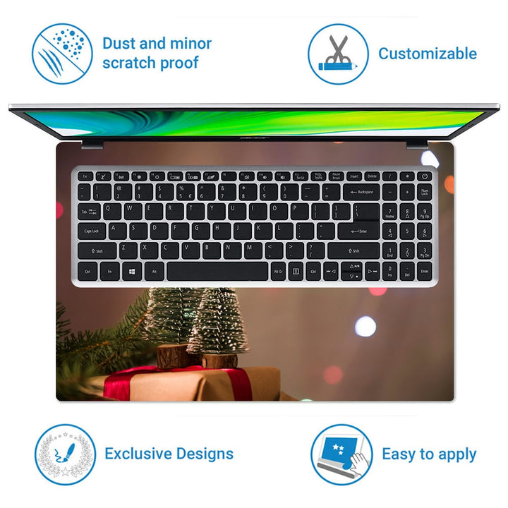 Laptop Skin - Decorative Christmas Trees on Present Box