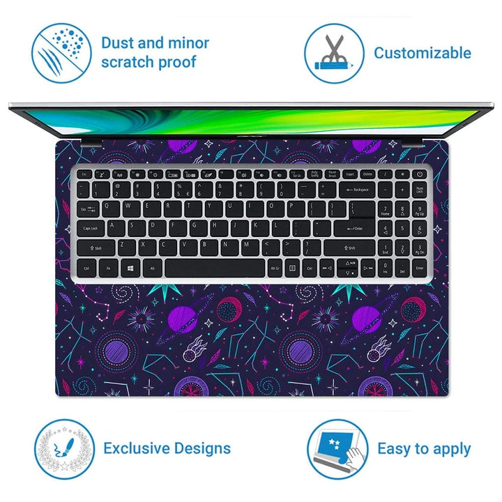 Laptop Skin - Neon Space Symbols