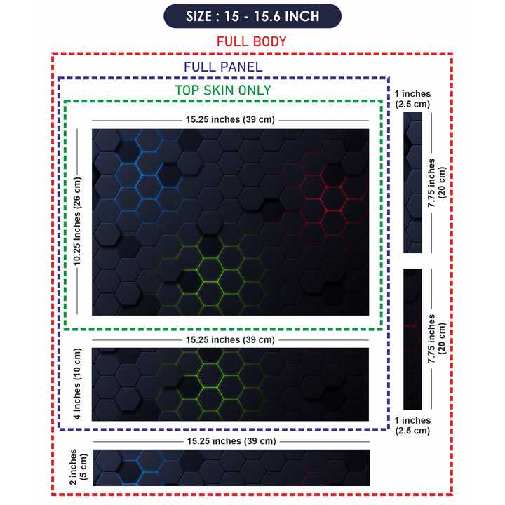 Laptop Skin - Green Red Blue Light on Black Honeycomb