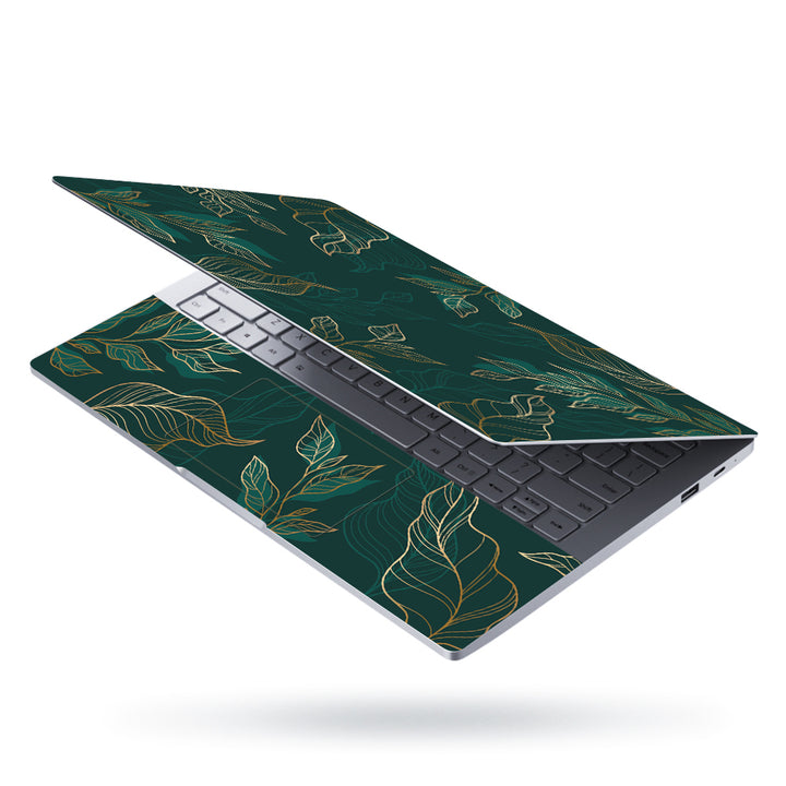 Laptop Skin - Golden Leaf on Green