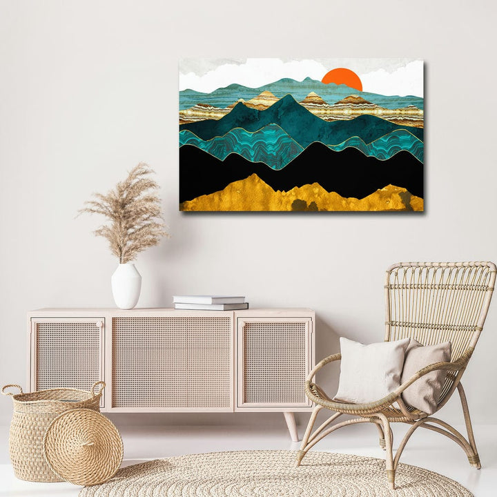 32x20 Canvas Painting - Sun Set View Different Shades Mountains