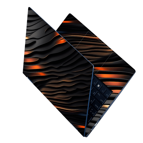 Laptop Skin - Black and Orange With a Wavy Pattern