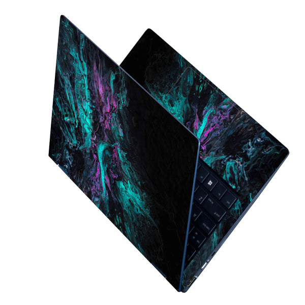 Laptop Skin - Cyan Megenta Rock Art Black