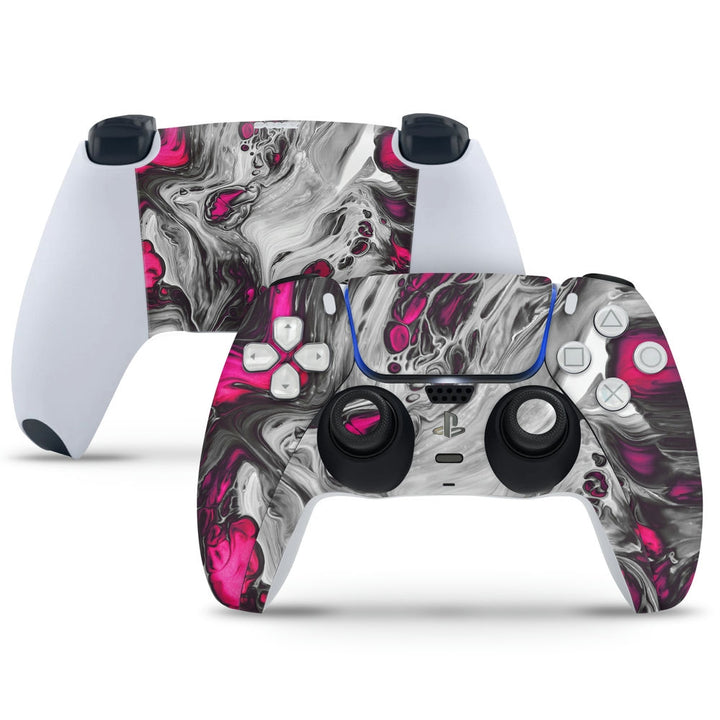 PS5 Controller Skin - Pink White Lava Design