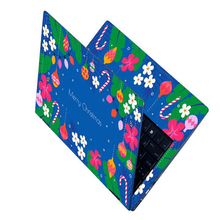 Laptop Skin - Flat Summer Christmas Illustration Cyan