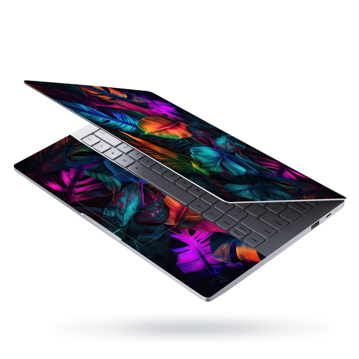 Laptop Skin - Fluorescent Color Layout Made of Tropical Leaves