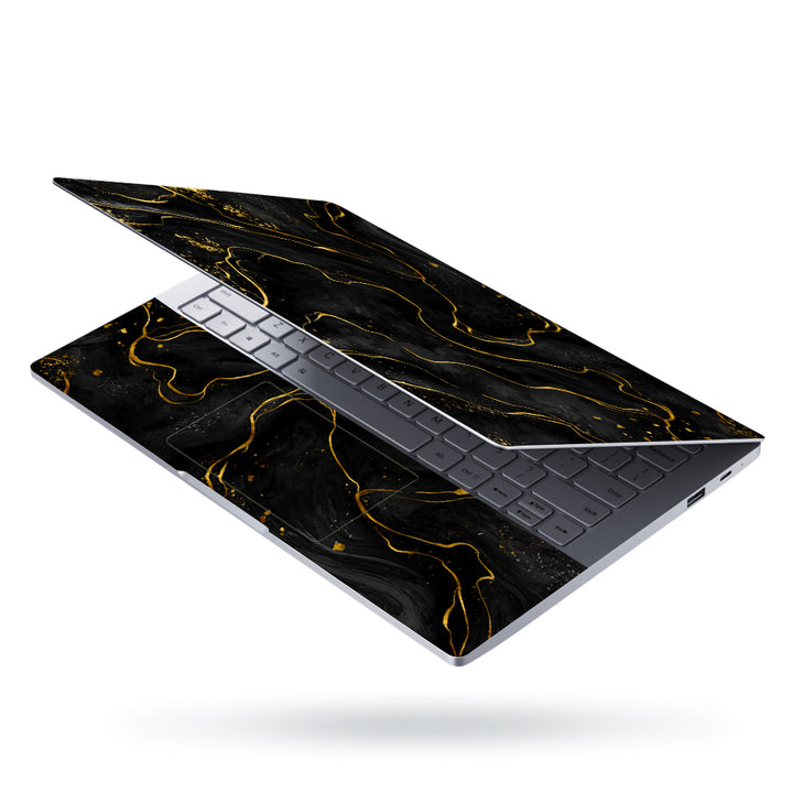 Laptop Skin - Golden Lines on Black Marble