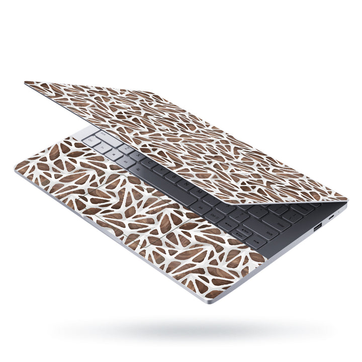 Laptop Skin - White Net on Brown