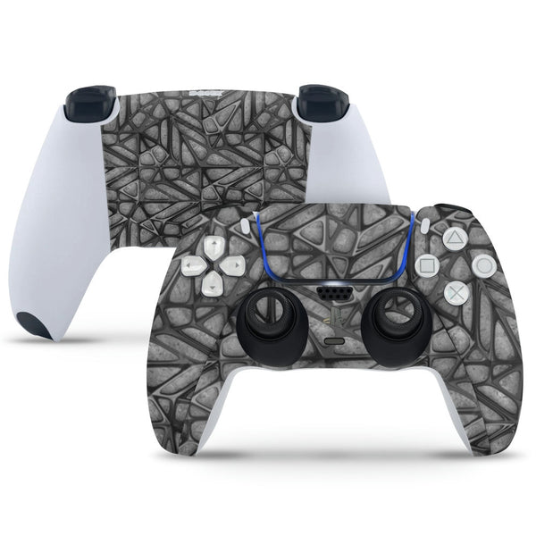 PS5 Controller Skin - Hard Net Design on Grey Wooden