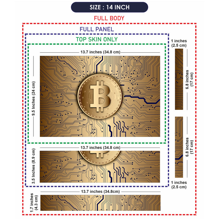 Laptop Skin - Golden Bitcoin Design