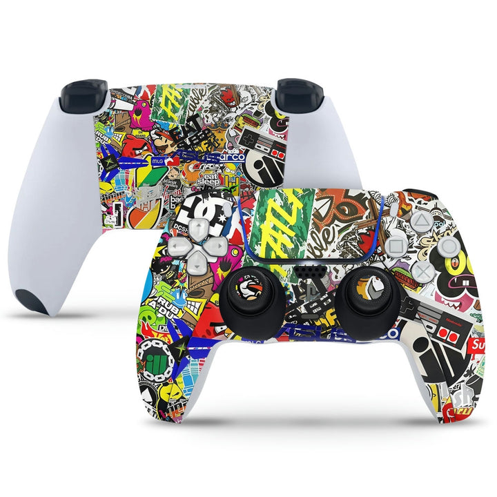 PS5 Controller Skin - Sticker Bomb Eat Sleep