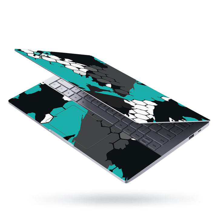 Laptop Skin - Cyan Black Honeycomb Art