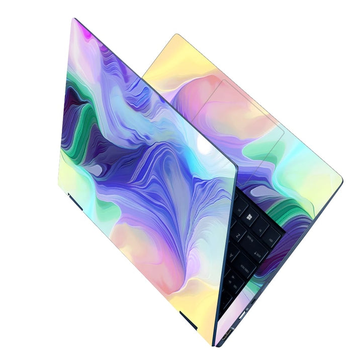 Laptop Skin - Green Blue Cream Brush Art