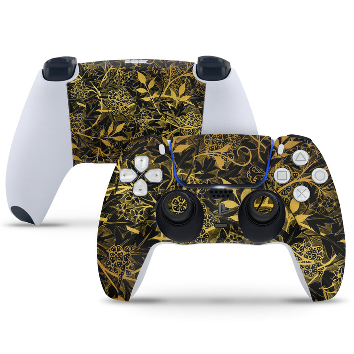 PS5 Controller Skin - Golden Floral Pattern