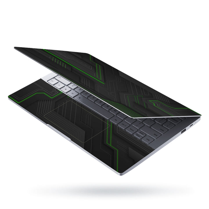 Laptop Skin - Abstract Gradient Black Green Liner