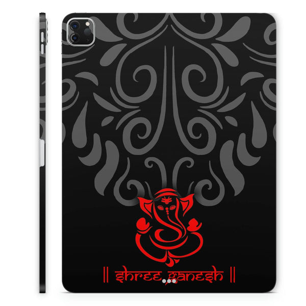 Tablet Skin Wrap - Red Ganesh on Black Floral