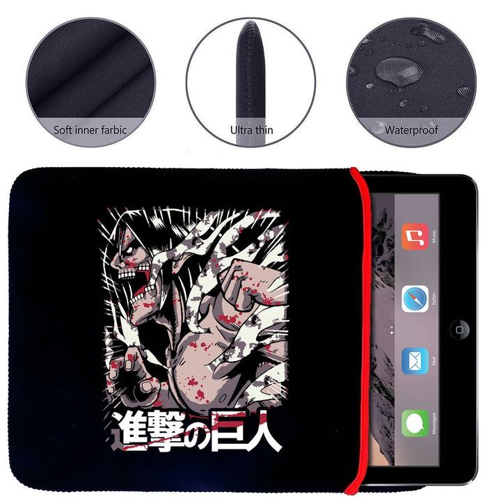 Printed Neoprene Reversible Laptop & Tablet Sleeve - Anime Attack on Titan DS14