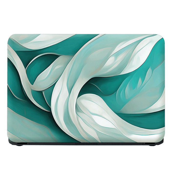 Laptop Skin - An Abstract Elegant Teal and White Wave