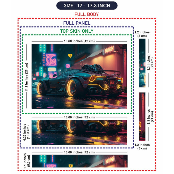 Laptop Skin - Neonlit Cyberpunk City Street Car